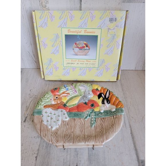 Fitz Floyd 1995 small serving plate Easter Bunny‎ Bountiful bunnies - Picture 1 of 8